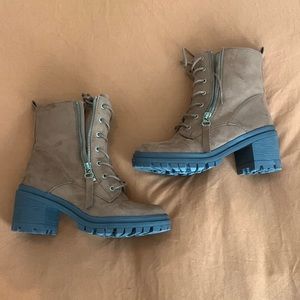 Brown suede ankle booties